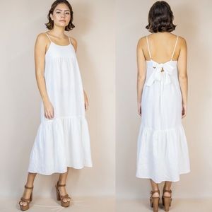 Zara Blogger Fav White 100% Cotton Midi Dress Sleeveless